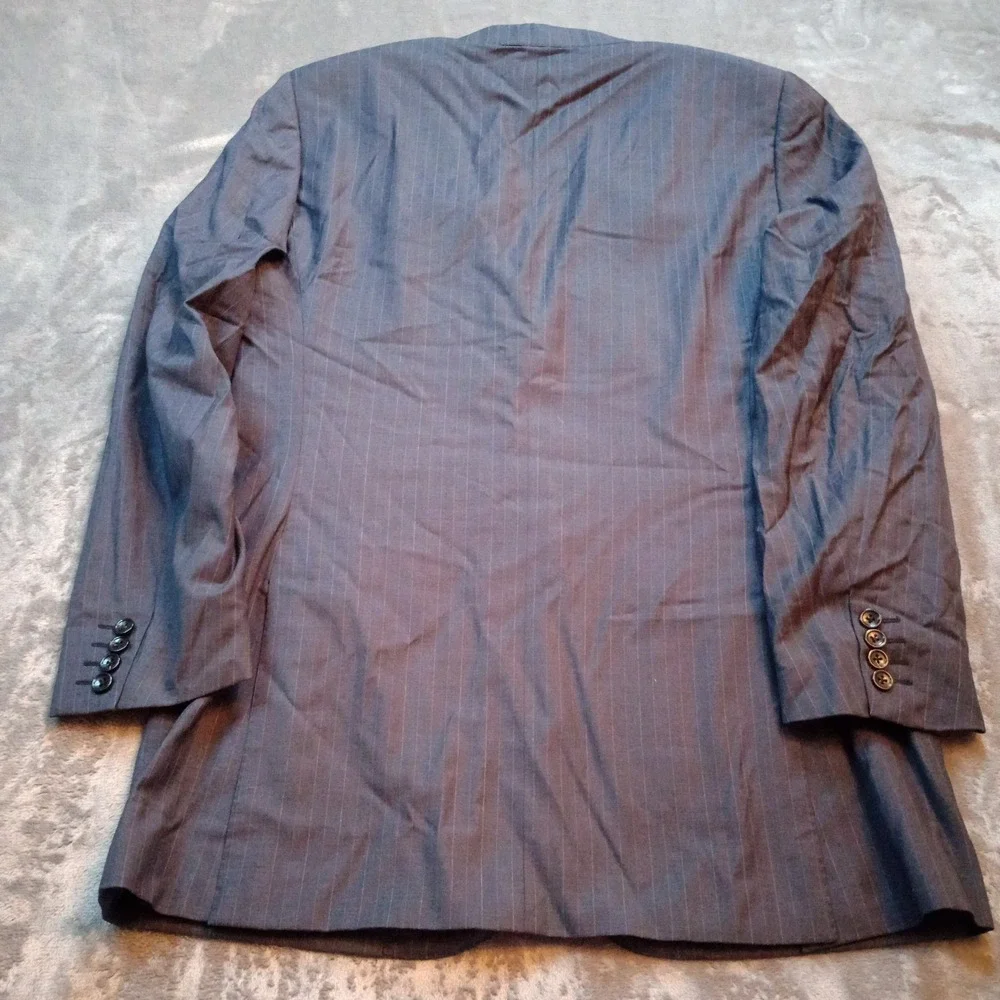Baroni Blazer Mens 40 L Navy Blue Pinstripe Super‎ 150s Wool Sports Coat Jacket